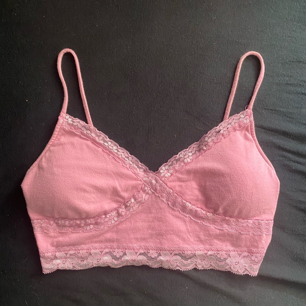 Pink Lace Trim Bralette